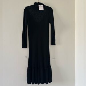 NWT RED Valentino black ribbed knit maxi dress is by